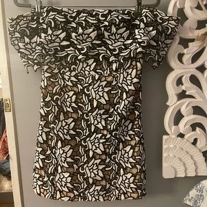 Strapless lace mini dress